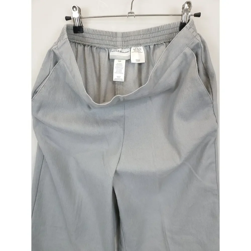 Alfred Dunner Pull-on Pants Proportioned Med Stretch Ramie Blend Women 12P‎ Gray